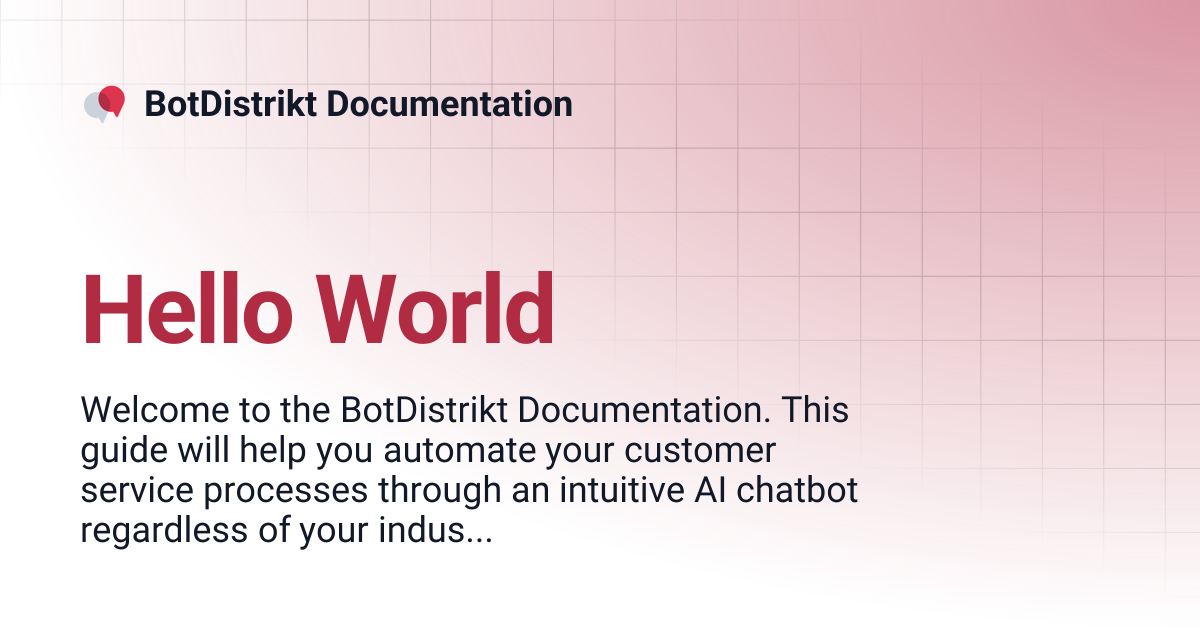 Hello World | BotDistrikt Documentation